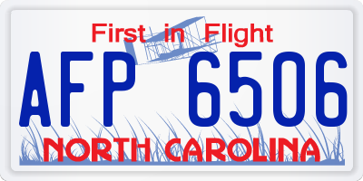 NC license plate AFP6506