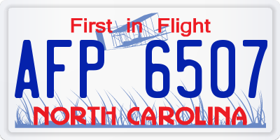 NC license plate AFP6507