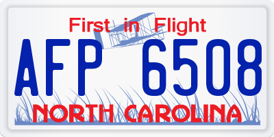 NC license plate AFP6508