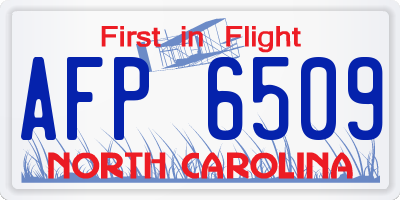 NC license plate AFP6509