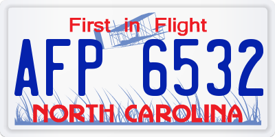 NC license plate AFP6532