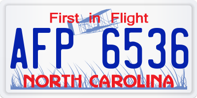 NC license plate AFP6536