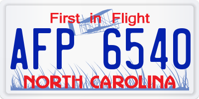 NC license plate AFP6540