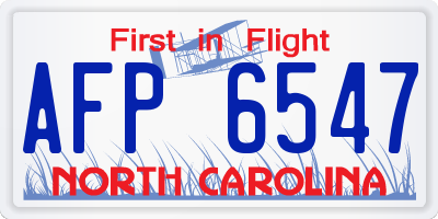 NC license plate AFP6547