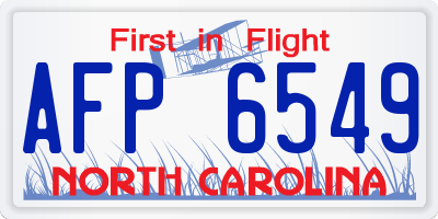 NC license plate AFP6549