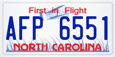 NC license plate AFP6551