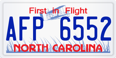 NC license plate AFP6552