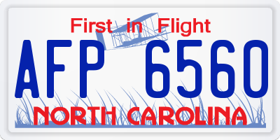 NC license plate AFP6560
