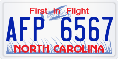 NC license plate AFP6567