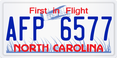 NC license plate AFP6577