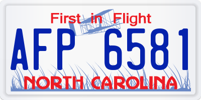 NC license plate AFP6581