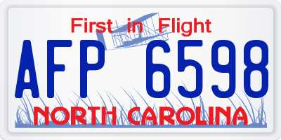 NC license plate AFP6598