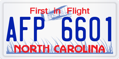 NC license plate AFP6601
