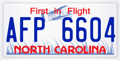 NC license plate AFP6604
