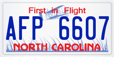 NC license plate AFP6607