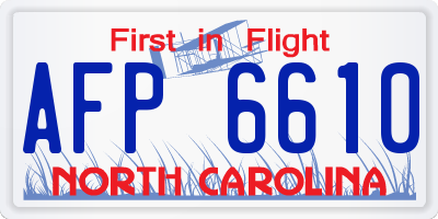 NC license plate AFP6610