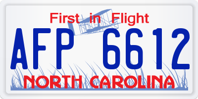 NC license plate AFP6612