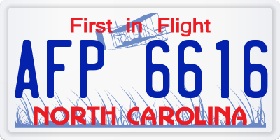 NC license plate AFP6616