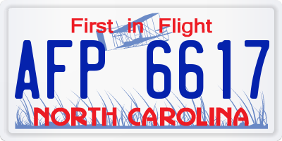 NC license plate AFP6617