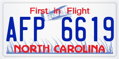 NC license plate AFP6619