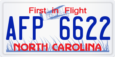 NC license plate AFP6622
