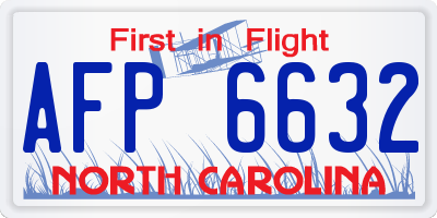 NC license plate AFP6632