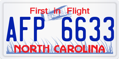 NC license plate AFP6633