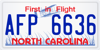 NC license plate AFP6636