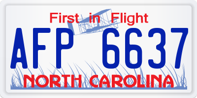 NC license plate AFP6637