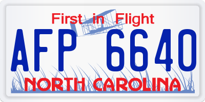 NC license plate AFP6640