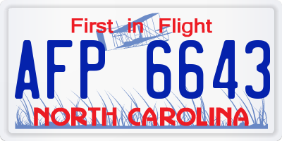 NC license plate AFP6643