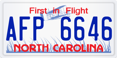 NC license plate AFP6646