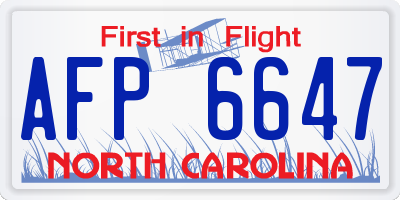 NC license plate AFP6647