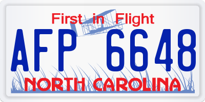 NC license plate AFP6648