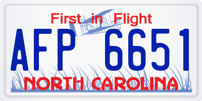 NC license plate AFP6651