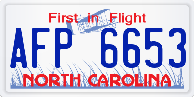 NC license plate AFP6653