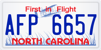 NC license plate AFP6657
