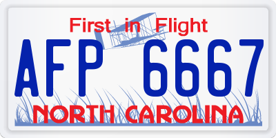 NC license plate AFP6667