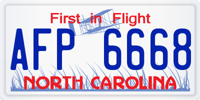 NC license plate AFP6668