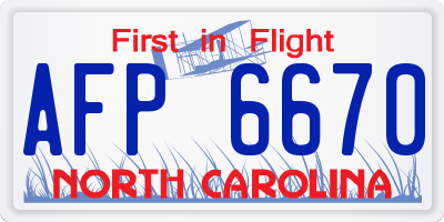 NC license plate AFP6670