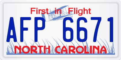 NC license plate AFP6671