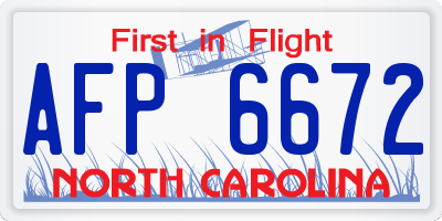 NC license plate AFP6672