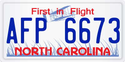 NC license plate AFP6673