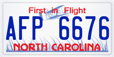 NC license plate AFP6676