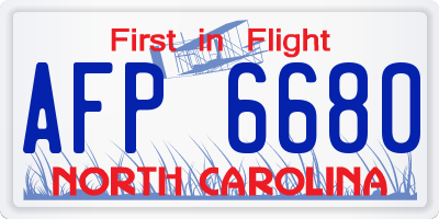 NC license plate AFP6680