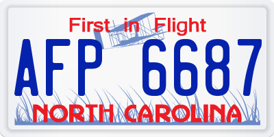 NC license plate AFP6687