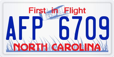 NC license plate AFP6709