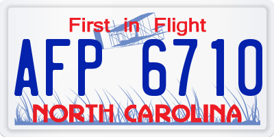 NC license plate AFP6710
