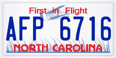 NC license plate AFP6716