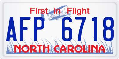 NC license plate AFP6718
